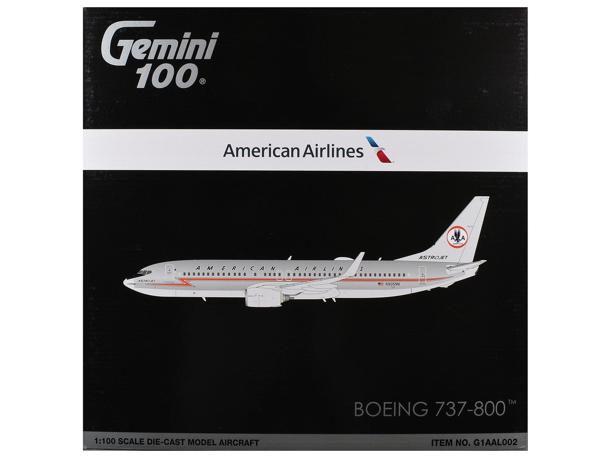 Boeing 737-800 Commercial Aircraft "American Airlines - American Heritage Jet" (N905NN) Silver with Red Stripes "Gemini 100" Series 1/100 Diecast Model Airplane by GeminiJets GeminiJets