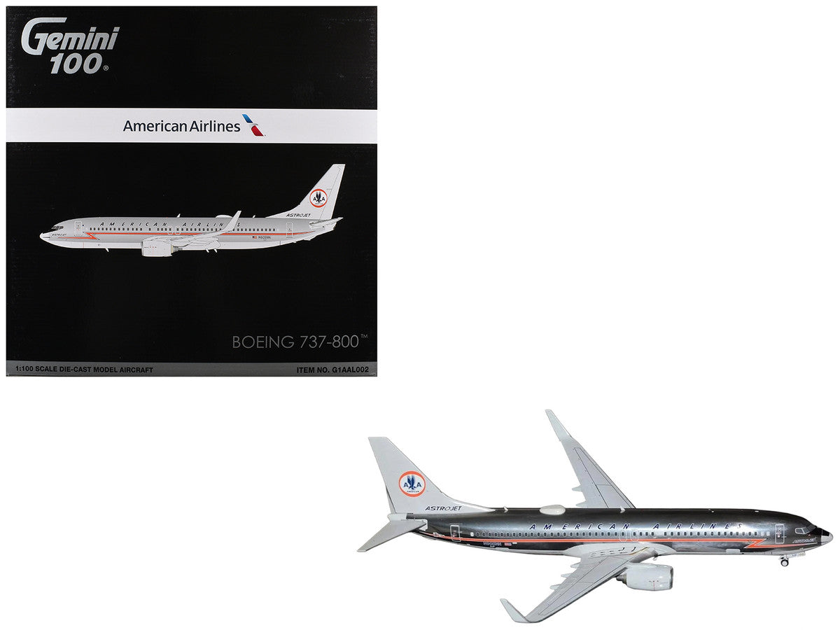 Boeing 737-800 Commercial Aircraft "American Airlines - American Heritage Jet" (N905NN) Silver with Red Stripes "Gemini 100" Series 1/100 Diecast Model Airplane by GeminiJets GeminiJets