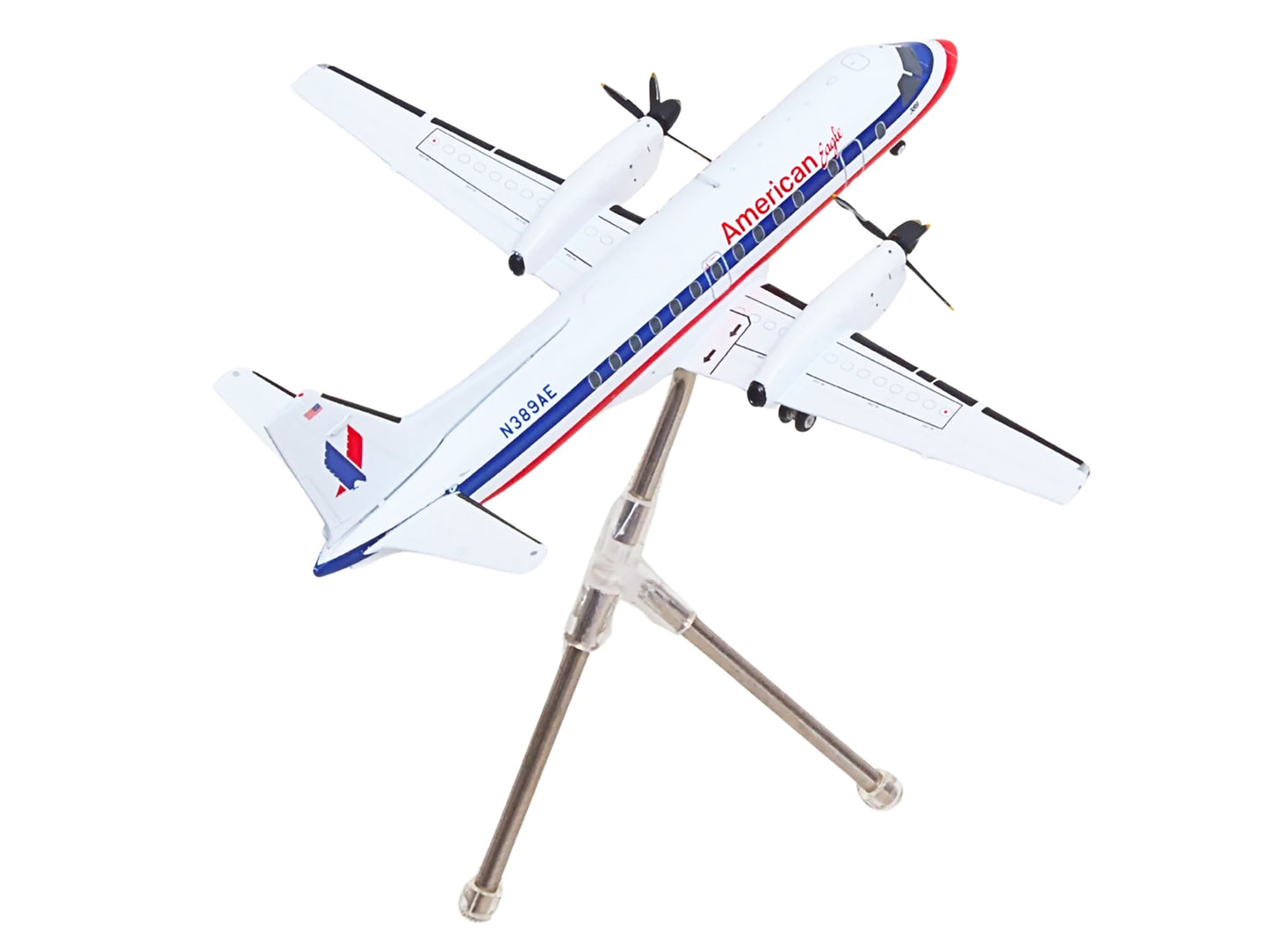 Saab 340B Commercial Aircraft "American Eagle" (N389AE) White with Red and Blue Stripes "Gemini 200" Series 1/200 Diecast Model Airplane by GeminiJets