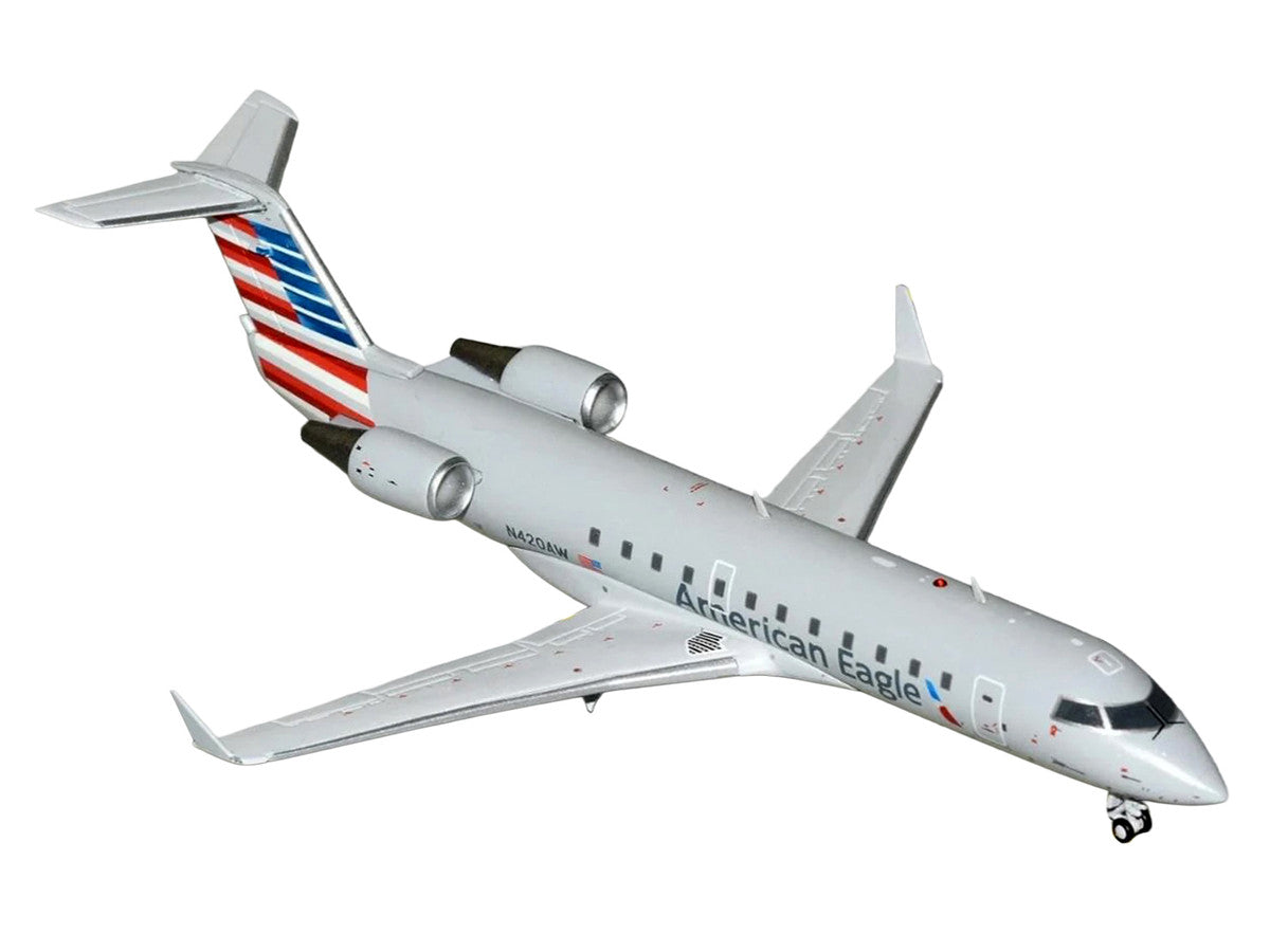 Bombardier CRJ200 Commercial Aircraft "American Eagle" (N420AW) Gray with Striped Tail "Gemini 200" Series 1/200 Diecast Model Airplane by GeminiJets GeminiJets
