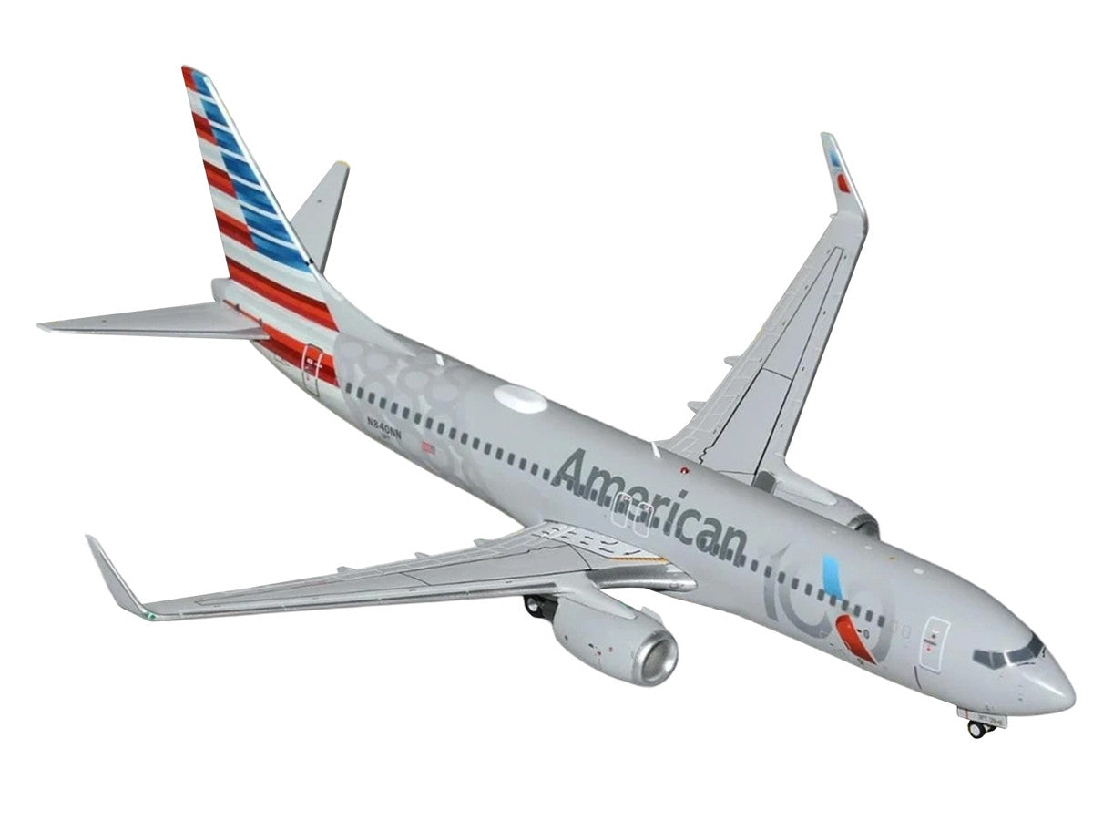 Boeing 737-800 Commercial Aircraft "American Airlines 100th Anniversary 2026" (N840NN) Gray with Tail Stripes "Gemini 200" Series 1/200 Diecast Model Airplane by GeminiJets GeminiJets