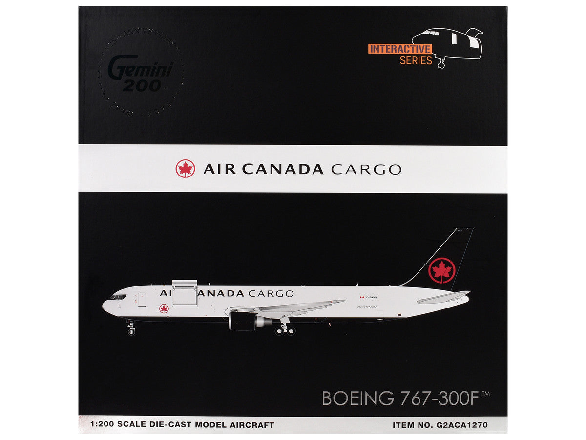 Boeing 767-300F Commercial Aircraft "Air Canada Cargo" (C-GXHM) White with Black Tail "Gemini 200 - Interactive Series" 1/200 Diecast Model Airplane by GeminiJets GeminiJets