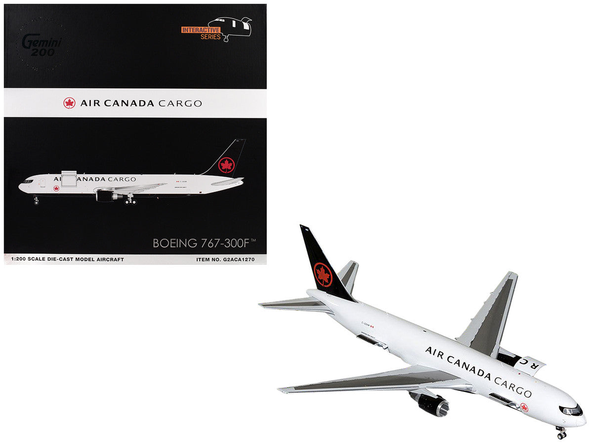 Boeing 767-300F Commercial Aircraft "Air Canada Cargo" (C-GXHM) White with Black Tail "Gemini 200 - Interactive Series" 1/200 Diecast Model Airplane by GeminiJets GeminiJets