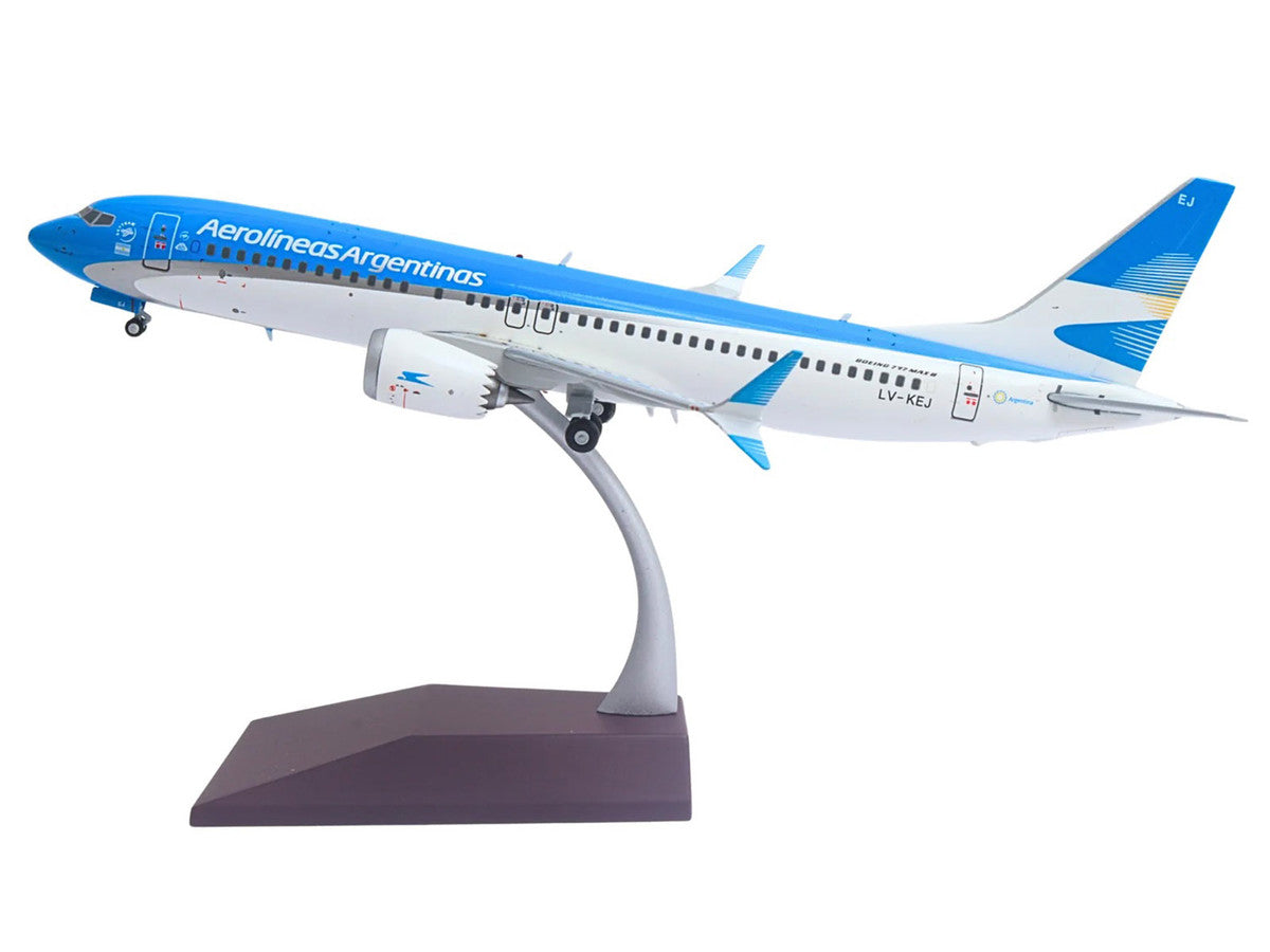 Boeing 737 MAX 8 Commercial Aircraft "Aerolineas Argentinas" (LV-KEJ) White and Blue "Gemini 200" Series 1/200 Diecast Model Airplane by GeminiJets-0