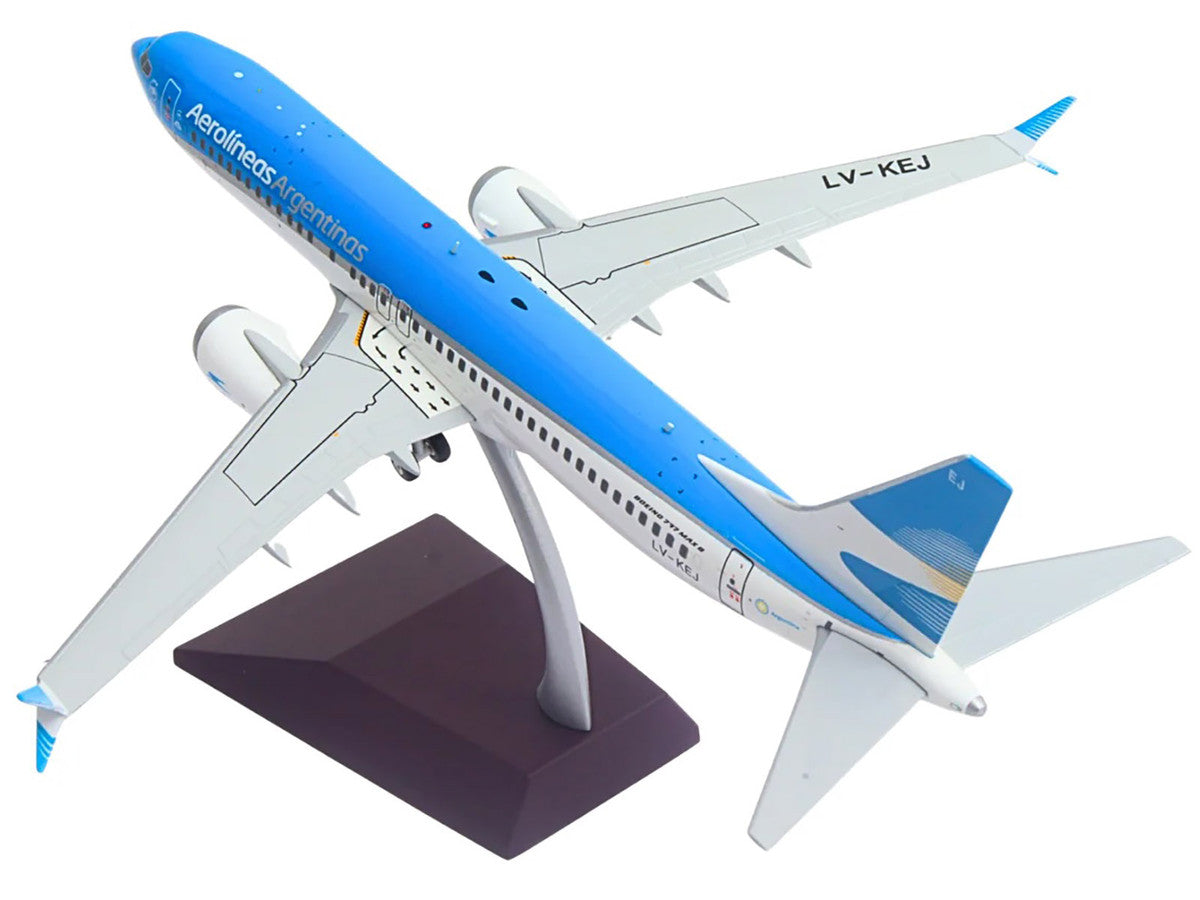 Boeing 737 MAX 8 Commercial Aircraft "Aerolineas Argentinas" (LV-KEJ) White and Blue "Gemini 200" Series 1/200 Diecast Model Airplane by GeminiJets-2