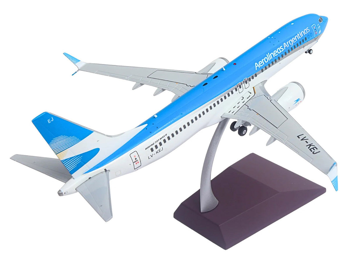 Boeing 737 MAX 8 Commercial Aircraft "Aerolineas Argentinas" (LV-KEJ) White and Blue "Gemini 200" Series 1/200 Diecast Model Airplane by GeminiJets-1