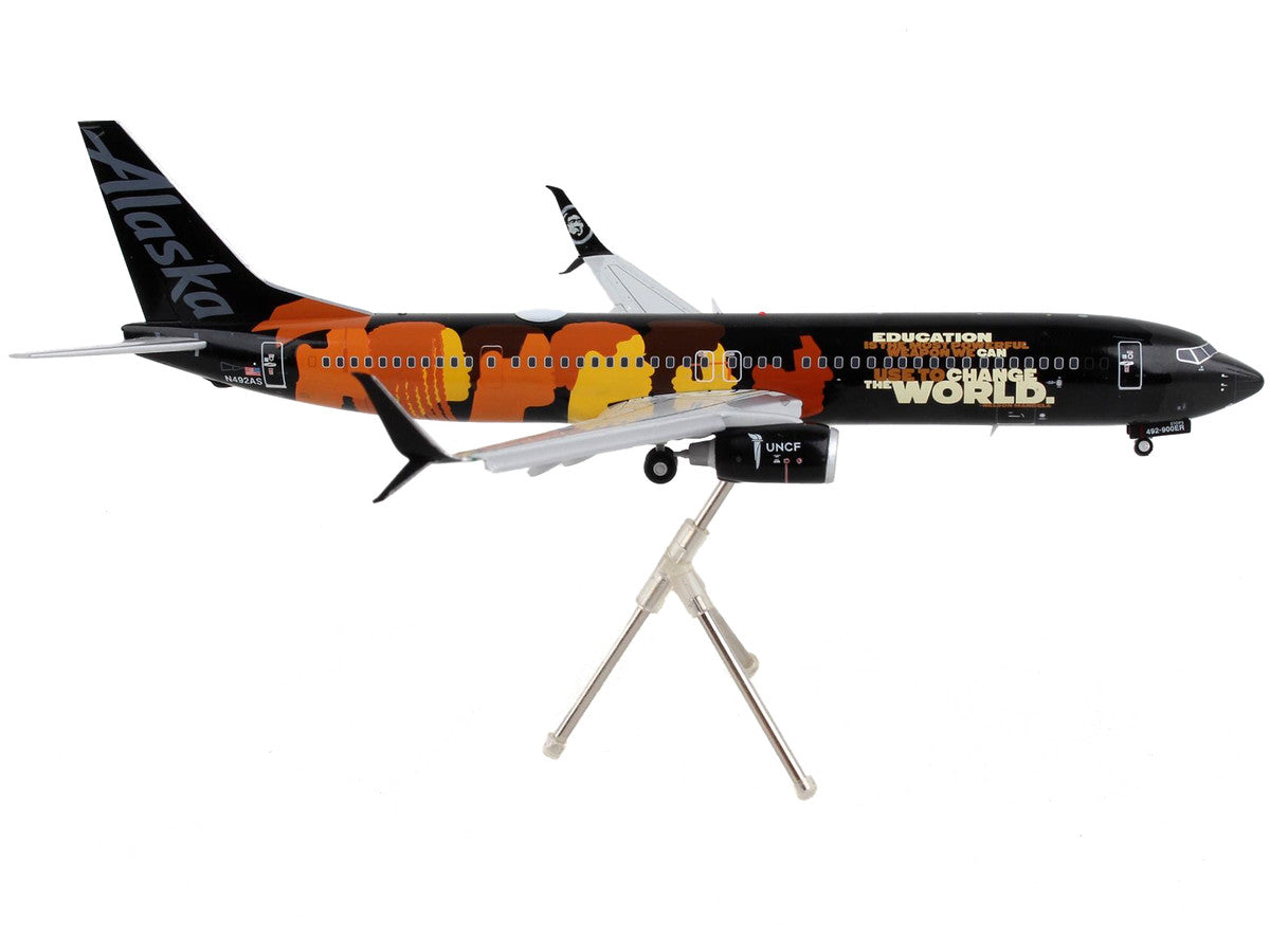 Boeing 737-900ER Commercial Aircraft with Flaps Down "Alaska Airlines - Our Commitment" Black with Graphics "Gemini 200" Series 1/200 Diecast Model Airplane by GeminiJets GeminiJets