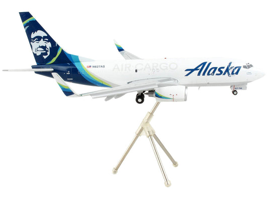 Boeing 737-700BDSF Commercial Aircraft with Flaps Down "Alaska Air Cargo" White with Blue Tail "Gemini 200" Series 1/200 Diecast Model Airplane by GeminiJets GeminiJets
