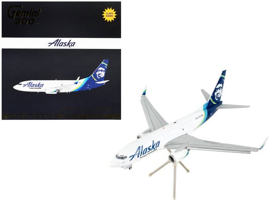 Boeing 737-700BDSF Commercial Aircraft with Flaps Down "Alaska Air Cargo" White with Blue Tail "Gemini 200" Series 1/200 Diecast Model Airplane by GeminiJets GeminiJets