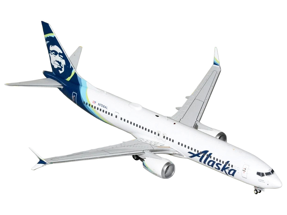 Boeing 737 MAX 9 Commercial Aircraft "Alaska Airlines" (N708AL) White with Blue Tail "Gemini 200" Series 1/200 Diecast Model Airplane by GeminiJets GeminiJets