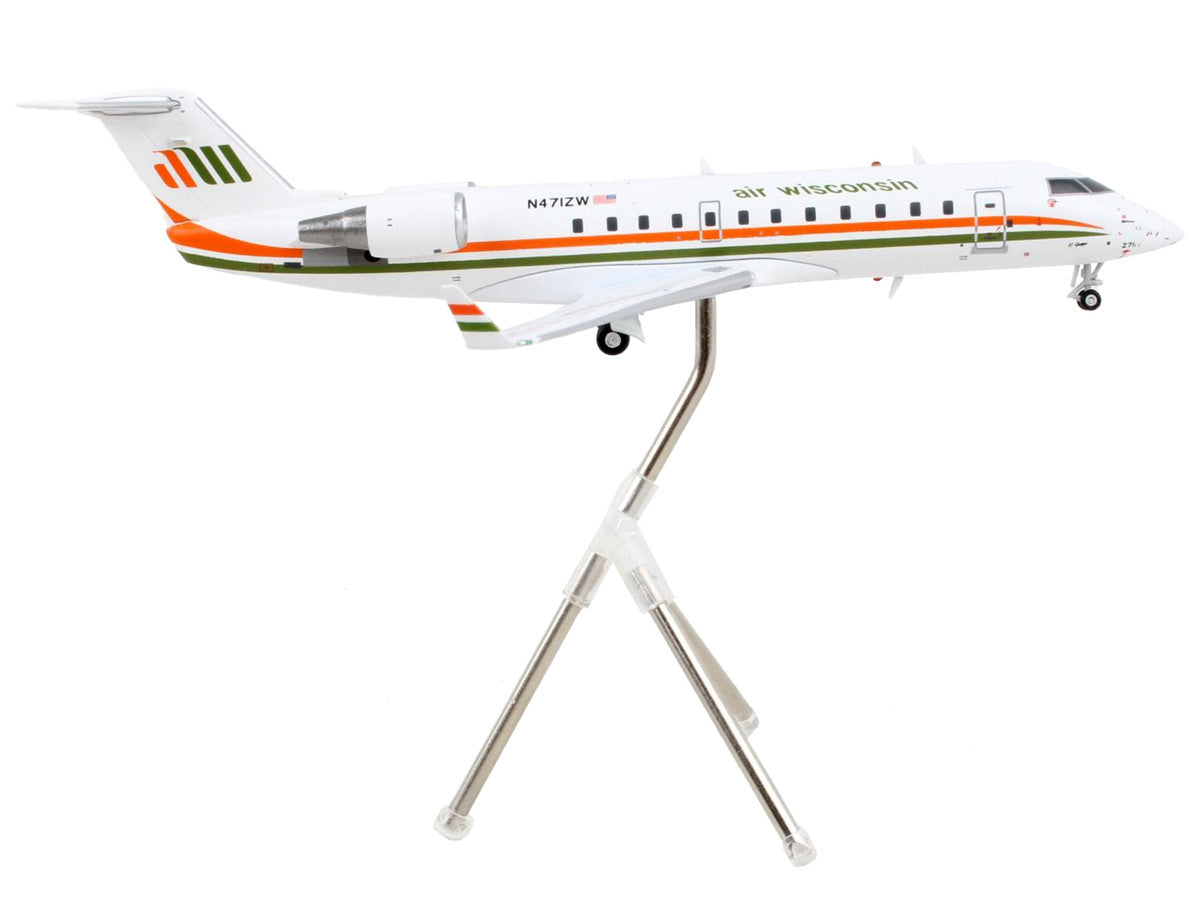 Bombardier CRJ200 Commercial Aircraft "Air Wisconsin" White with Orange and Green Stripes "Gemini 200" Series 1/200 Diecast Model Airplane by GeminiJets-1