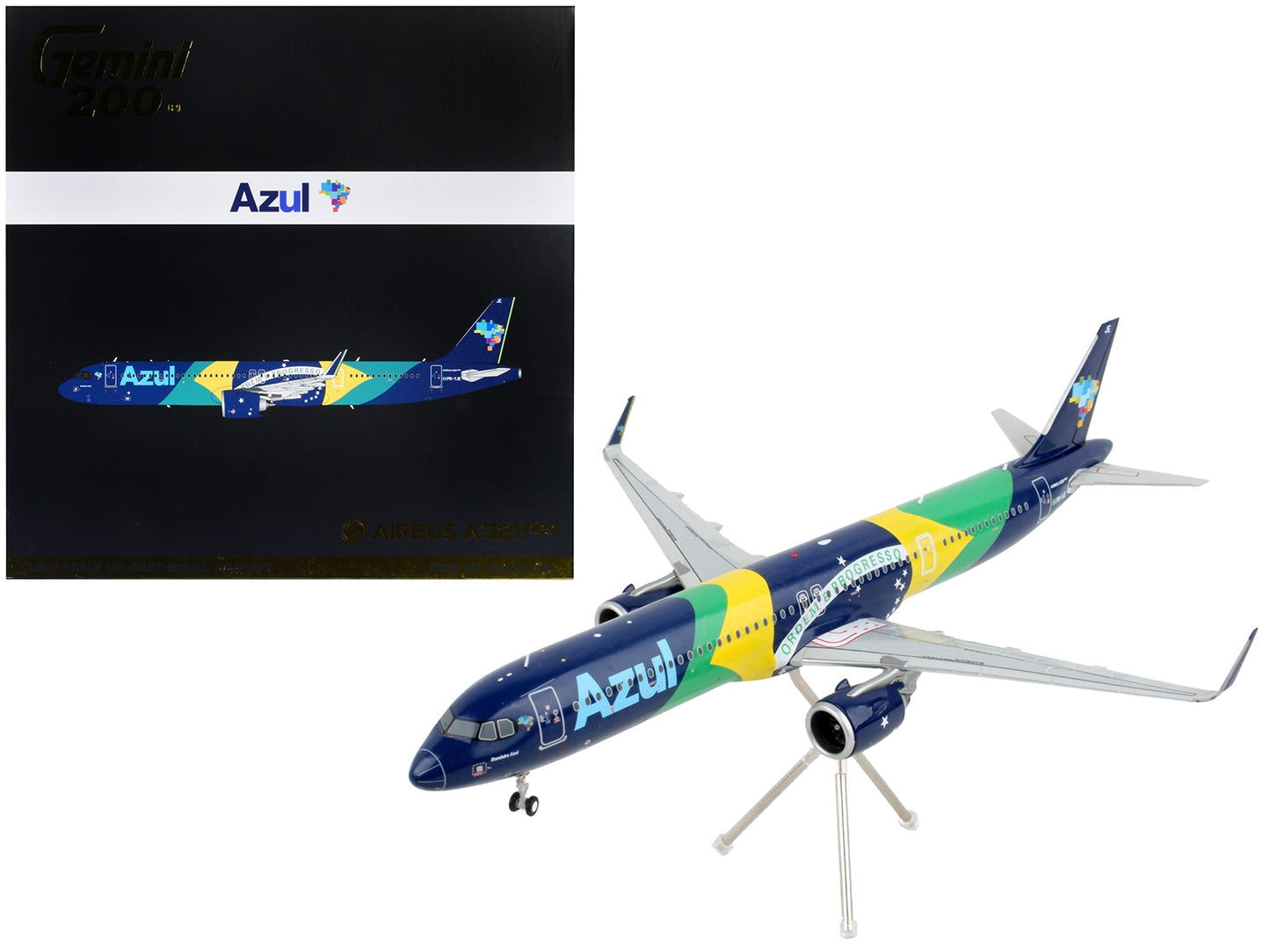 Airbus A321neo Commercial Aircraft "Azul Linhas Aereas" Dark Blue Brazil Flag Livery "Gemini 200" Series 1/200 Diecast Model Airplane by GeminiJets