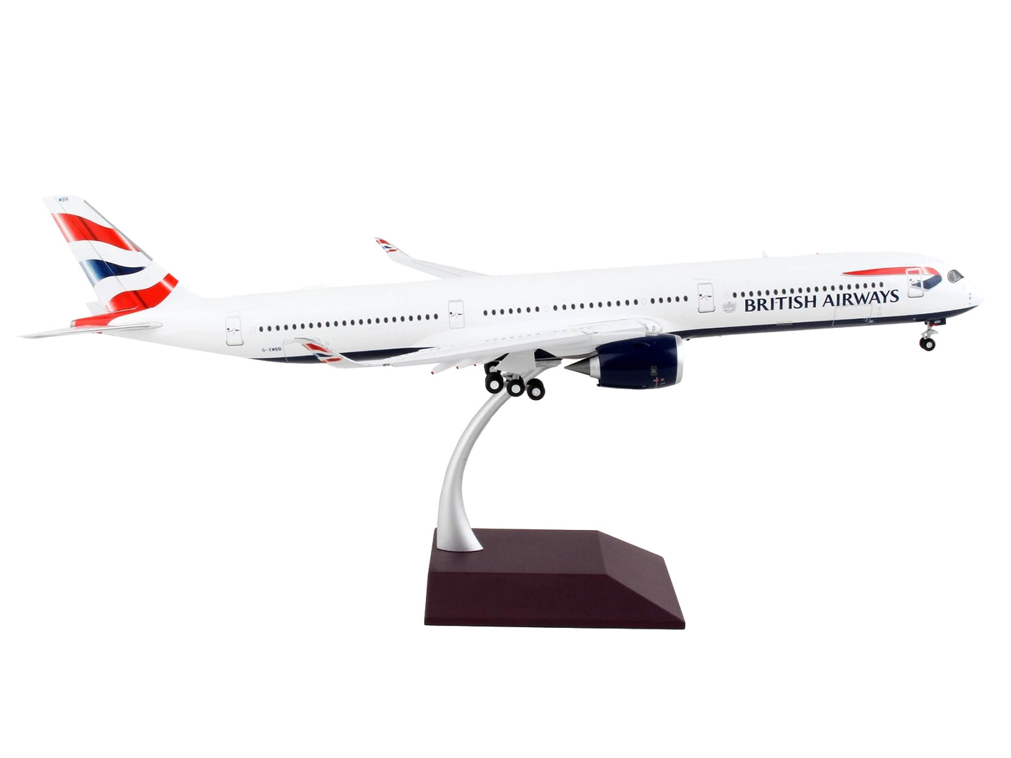 Airbus A350-1000 Commercial Aircraft with Flaps Down "British Airways" White with Striped Tail "Gemini 200" Series 1/200 Diecast Model Airplane by GeminiJets