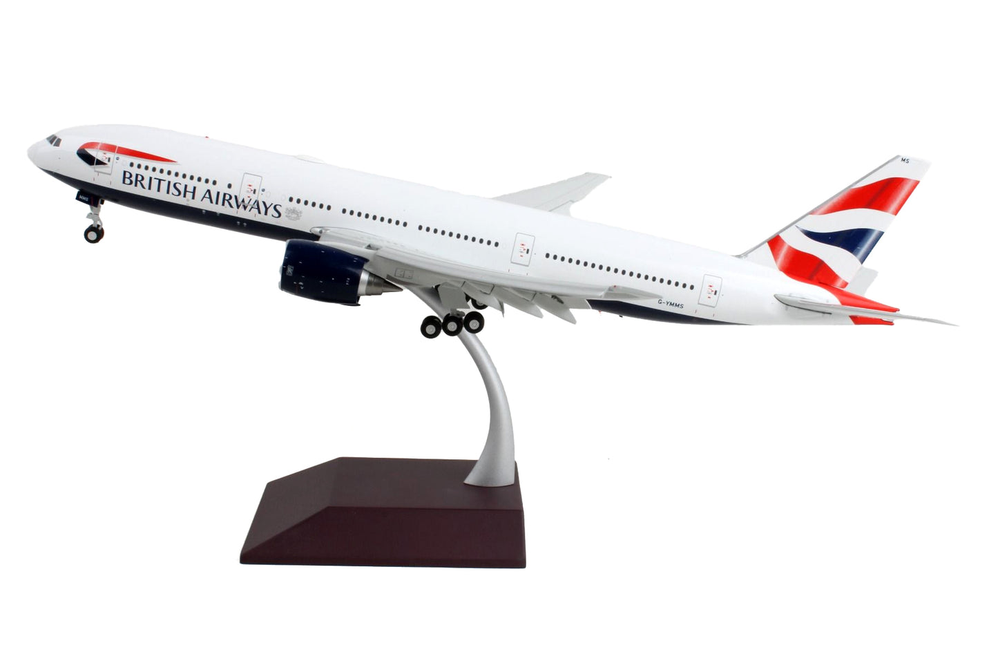 Boeing 777-200ER Commercial Aircraft with Flaps Down "British Airways" White with Striped Tail "Gemini 200" Series 1/200 Diecast Model Airplane by GeminiJets