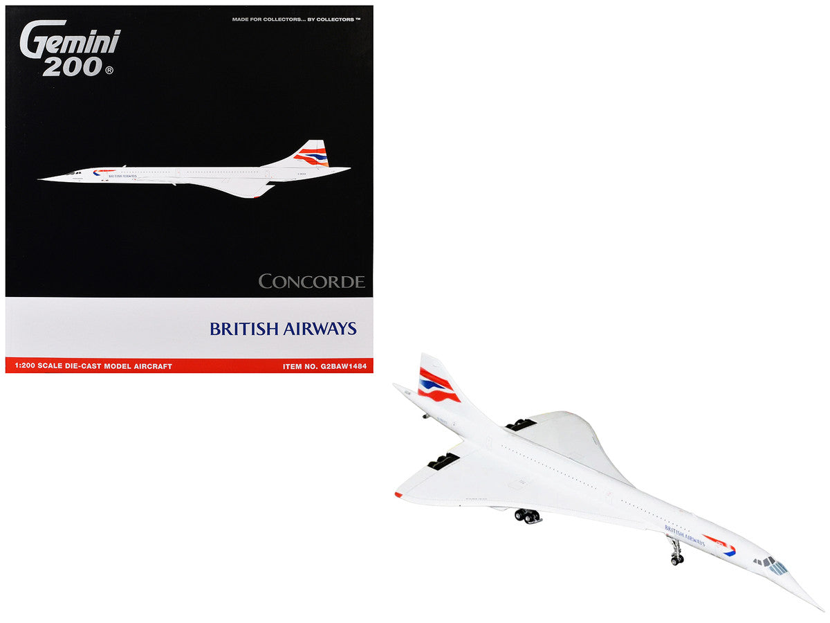 BAe/Aerospatiale Concorde Commercial Aircraft "British Airways" (G-BOAD) White with Tail Stripes "Gemini 200" Series 1/200 Diecast Model by GeminiJets-0