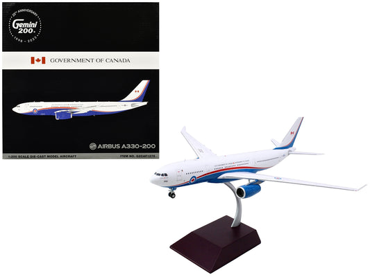 Airbus A330-200 Commercial Aircraft "Government of Canada - Royal Canadian Air Force" (330002) White and Blue with Red Stripes "Gemini 200" Series 1/200 Diecast Model Airplane by GeminiJets