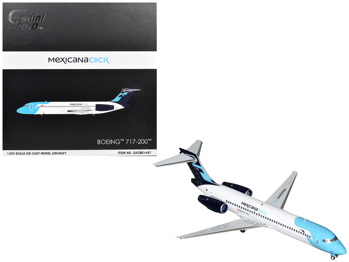 Boeing 717-200 Commercial Aircraft "Mexicana Click" (N907ME) White with Light Blue Nose and Dark Blue Tail "Gemini 200" Series 1/200 Diecast Model Airplane by GeminiJets GeminiJets
