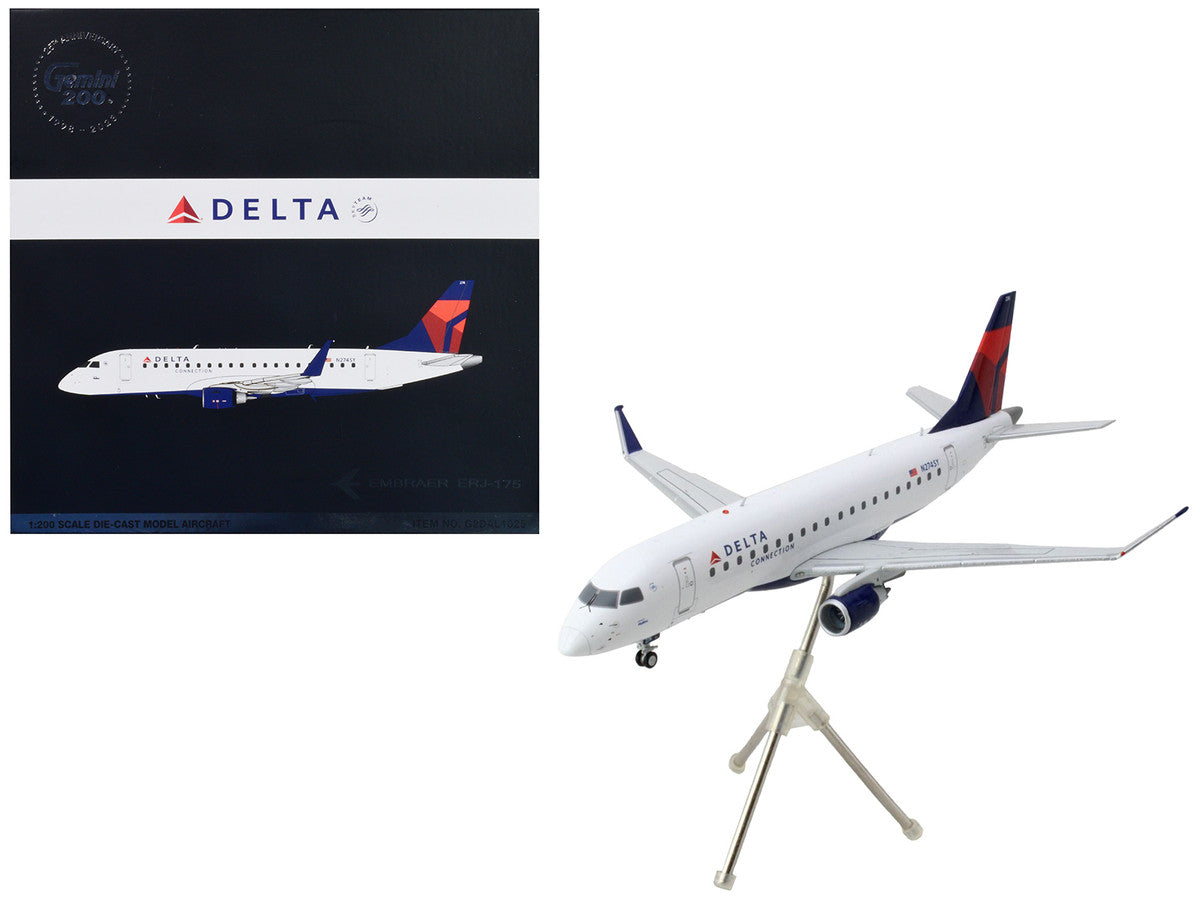 Embraer ERJ-175 Commercial Aircraft "Delta Connection" White with Blue and Red Tail "Gemini 200" Series 1/200 Diecast Model Airplane by GeminiJets-0