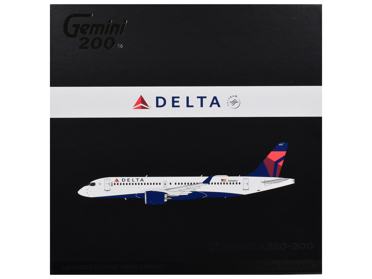 Airbus A220-300 Commercial Aircraft "Delta Air Lines" (N306DU) White with Red and Blue Tail "Gemini 200" Series 1/200 Diecast Model Airplane by GeminiJets GeminiJets