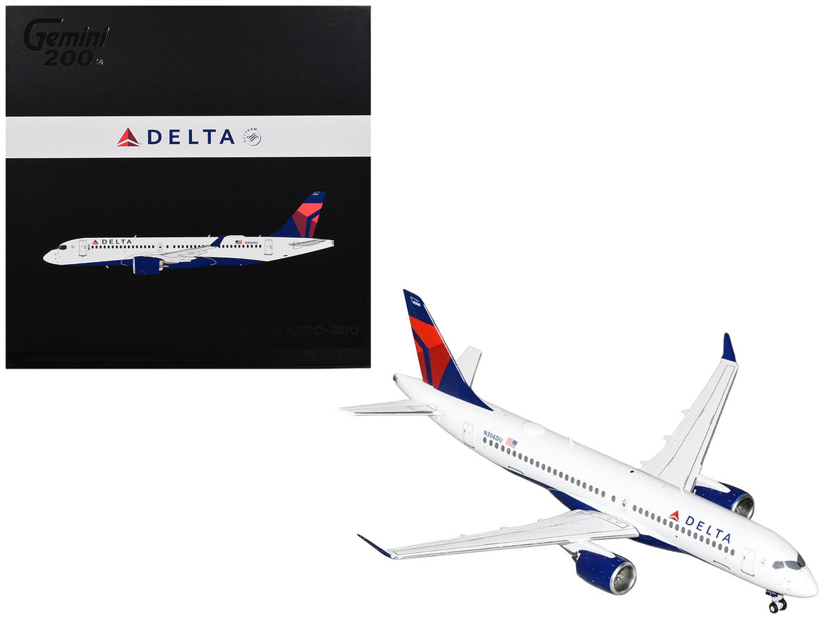 Airbus A220-300 Commercial Aircraft "Delta Air Lines" (N306DU) White with Red and Blue Tail "Gemini 200" Series 1/200 Diecast Model Airplane by GeminiJets GeminiJets