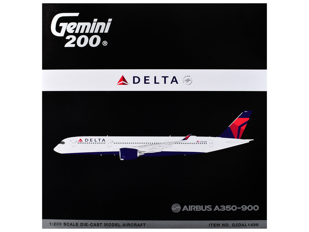Airbus A350-900 Commercial Aircraft "Delta Air Lines" (N504DN) White with Red and Blue Tail "Gemini 200" Series 1/200 Diecast Model Airplane by GeminiJets GeminiJets