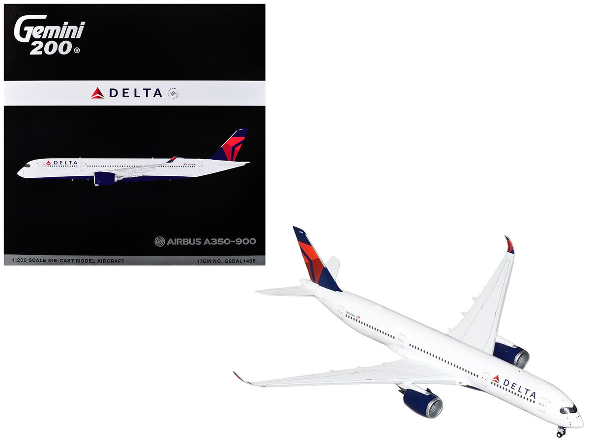 Airbus A350-900 Commercial Aircraft "Delta Air Lines" (N504DN) White with Red and Blue Tail "Gemini 200" Series 1/200 Diecast Model Airplane by GeminiJets GeminiJets