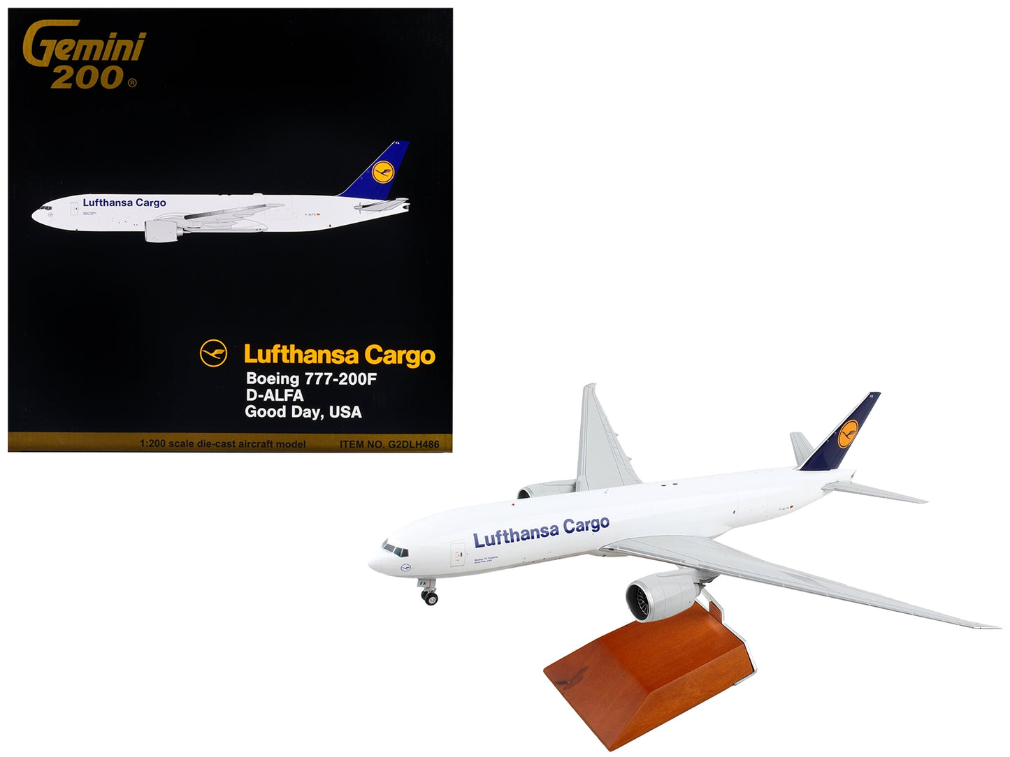 Boeing 777-200F Commercial Aircraft "Lufthansa Cargo" White with Blue Tail "Gemini 200" Series 1/200 Diecast Model Airplane by GeminiJets