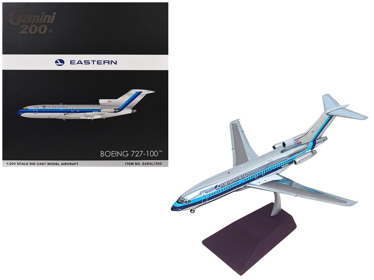 Boeing 727-100 Commercial Aircraft "Eastern Air Lines" (N8120N) Silver with Blue Stripes "Gemini 200" Series 1/200 Diecast Model Airplane by GeminiJets-4