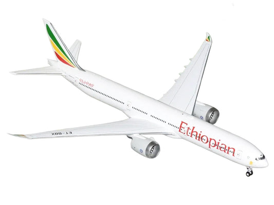Boeing 777-9 Commercial Aircraft "Ethiopian Airlines" (ET-BBX) White with Tail Stripes "Gemini 200" Series 1/200 Diecast Model Airplane by GeminiJets GeminiJets