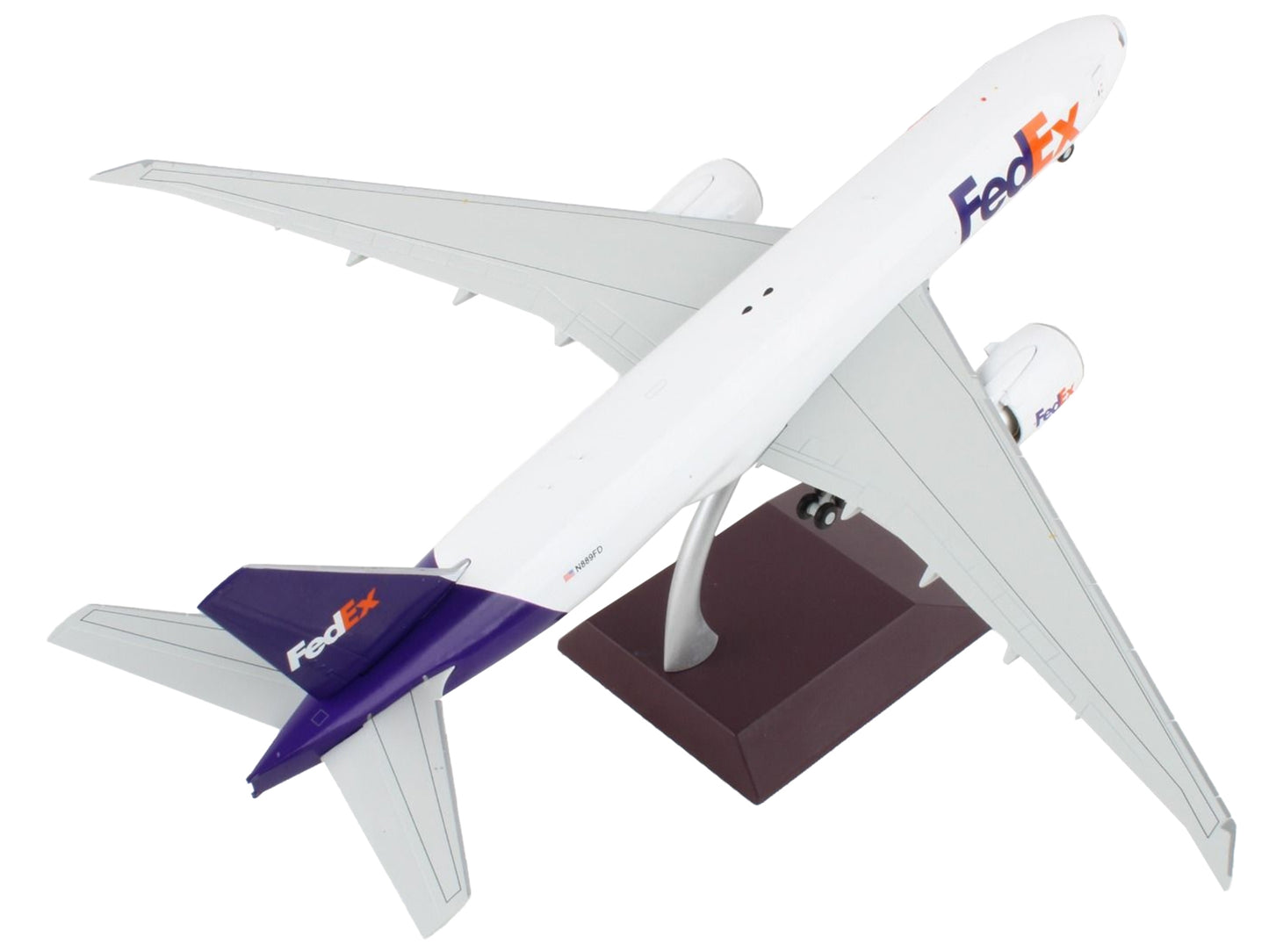 Boeing 777F Commercial Aircraft "Fedex (Federal Express)" (N889FD) White with Purple Tail "Gemini 200" Series 1/200 Diecast Model Airplane by GeminiJets