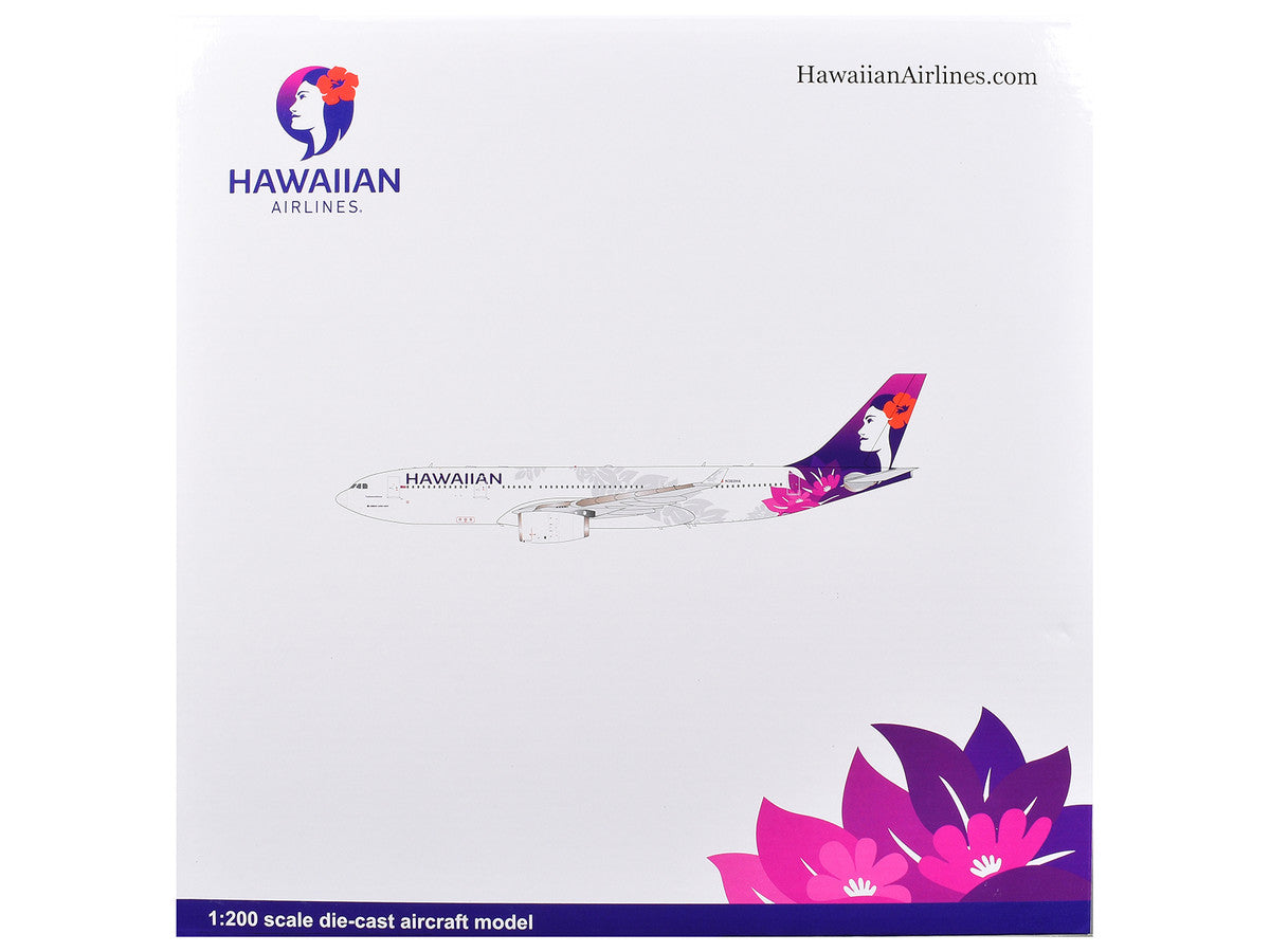 Airbus A330-200 Commercial Aircraft "Hawaiian Airlines" (N360HA) White with Purple Tail Graphics "Gemini 200" Series 1/200 Diecast Model Airplane by GeminiJets GeminiJets