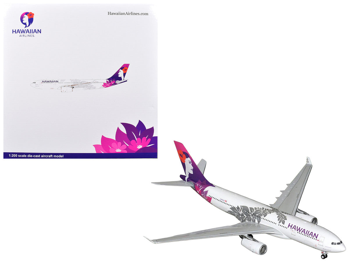 Airbus A330-200 Commercial Aircraft "Hawaiian Airlines" (N360HA) White with Purple Tail Graphics "Gemini 200" Series 1/200 Diecast Model Airplane by GeminiJets GeminiJets