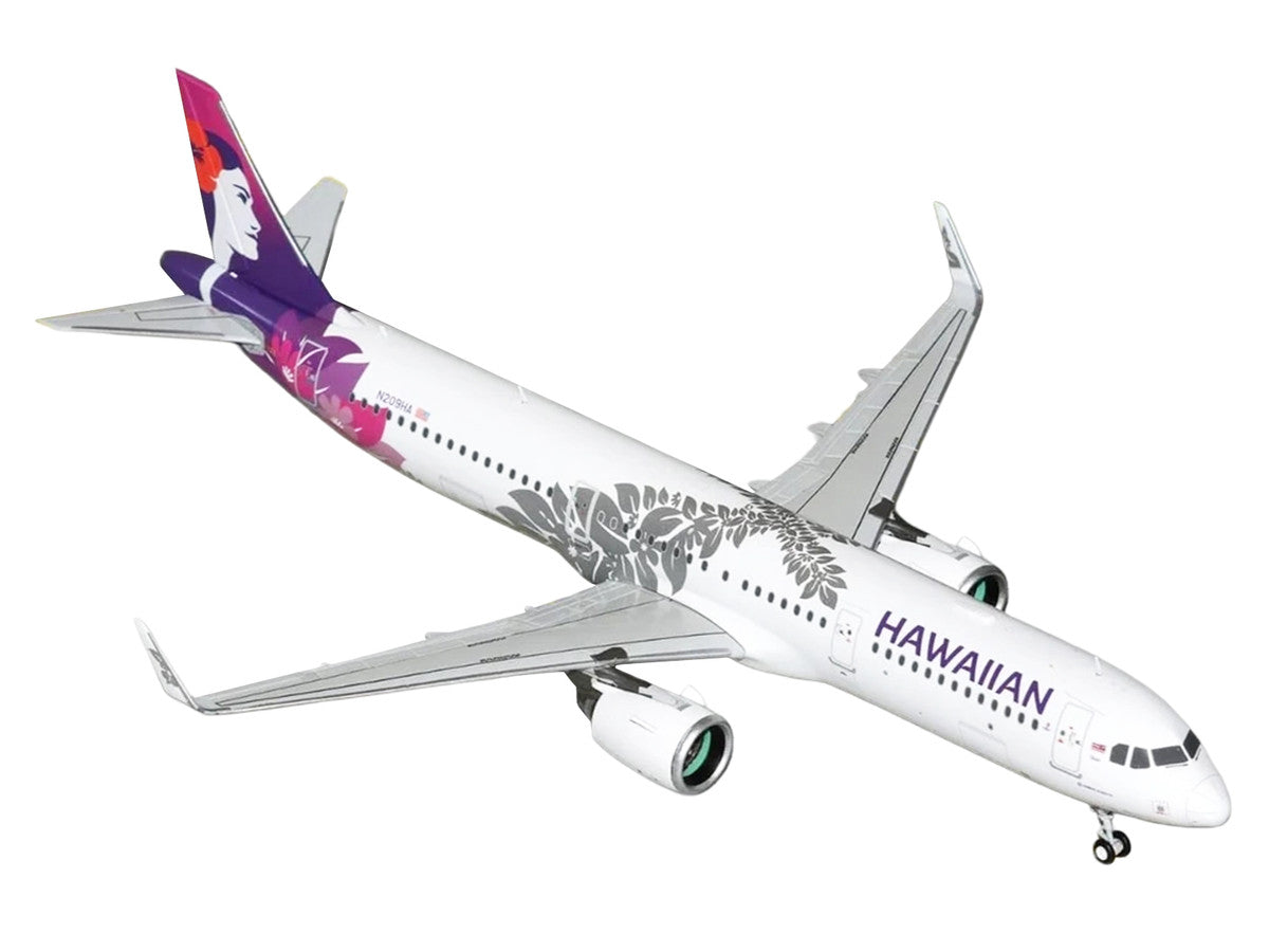 Airbus A321neo Commercial Aircraft "Hawaiian Airlines" (N209HA) White with Purple Tail and Graphics "Gemini 200" Series 1/200 Diecast Model Airplane by GeminiJets GeminiJets