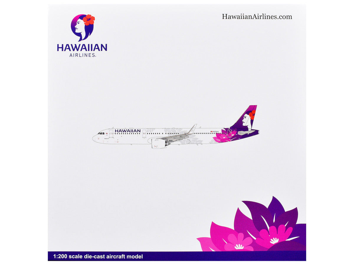 Airbus A321neo Commercial Aircraft "Hawaiian Airlines" (N209HA) White with Purple Tail and Graphics "Gemini 200" Series 1/200 Diecast Model Airplane by GeminiJets GeminiJets