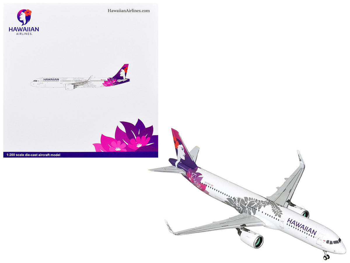 Airbus A321neo Commercial Aircraft "Hawaiian Airlines" (N209HA) White with Purple Tail and Graphics "Gemini 200" Series 1/200 Diecast Model Airplane by GeminiJets GeminiJets