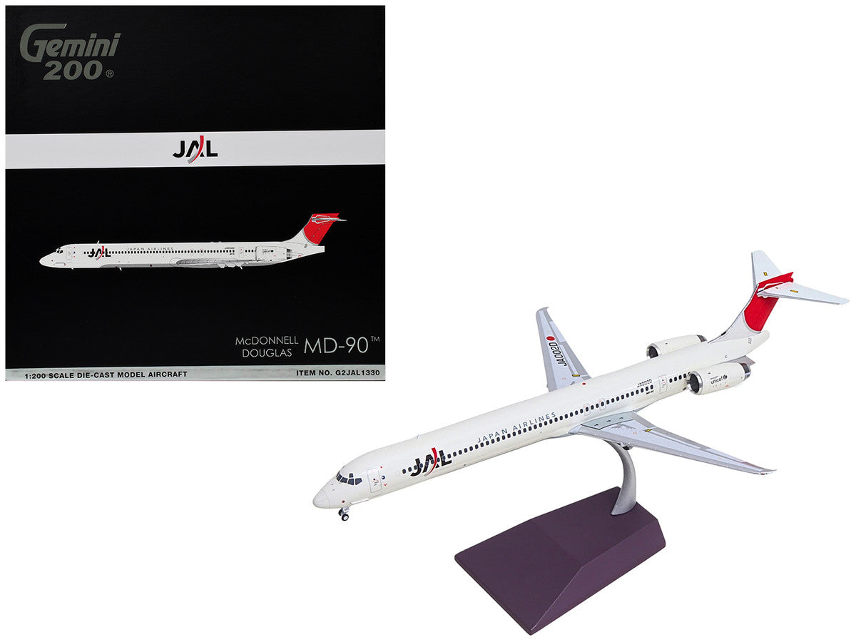 McDonnell Douglas MD-90 Commercial Aircraft "Japan Airlines" (JA002D) White with Red Tail "Gemini 200" Series 1/200 Diecast Model by GeminiJets GeminiJets