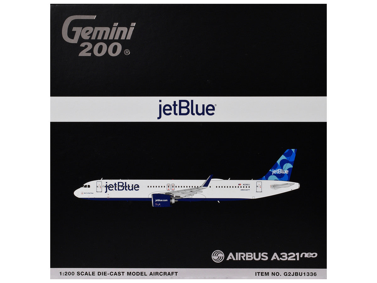 Airbus A321neo Commercial Aircraft "JetBlue Airways" (N2180J) White with Blue Tail "Gemini 200" Series 1/200 Diecast Model by GeminiJets GeminiJets