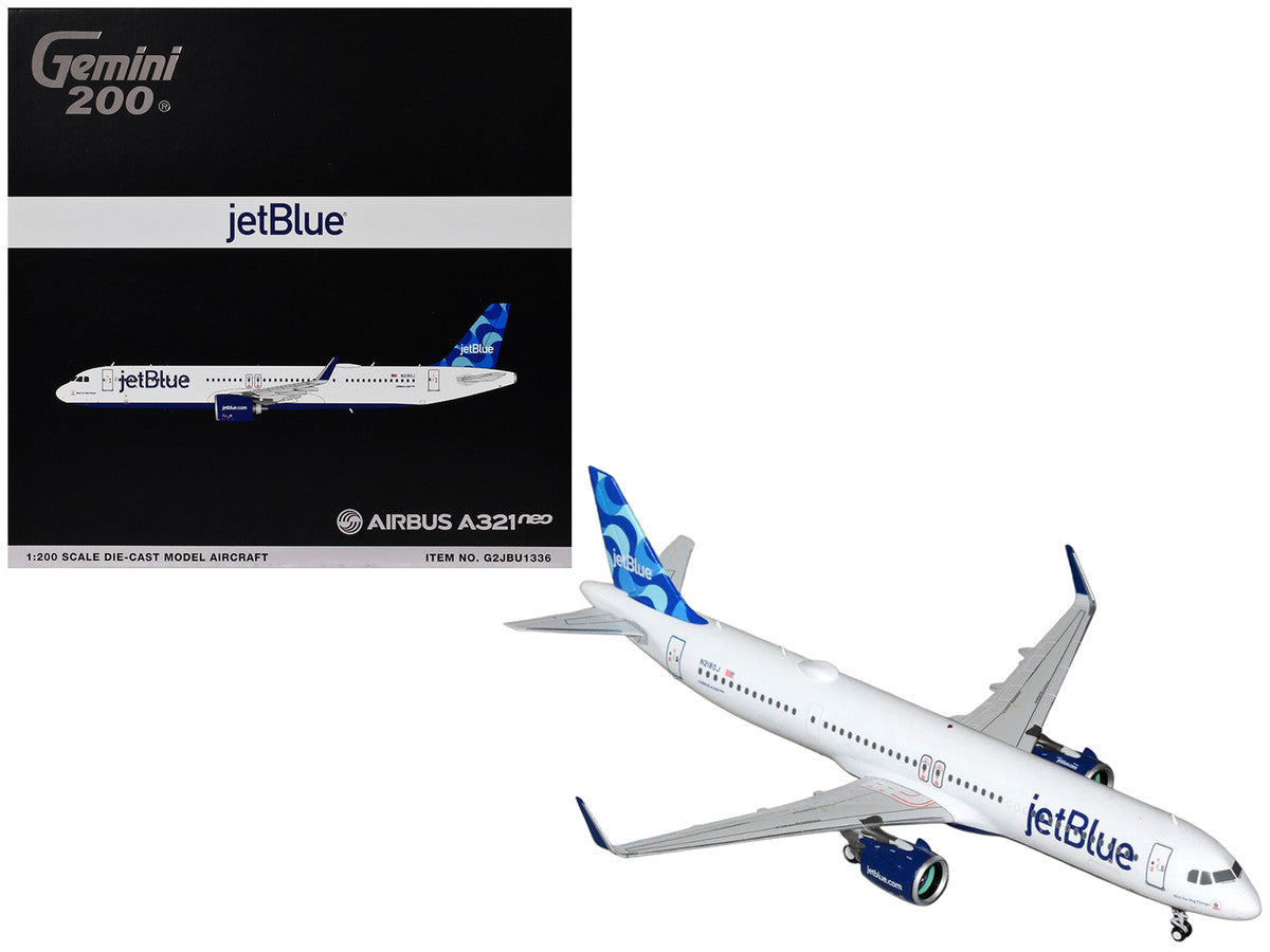 Airbus A321neo Commercial Aircraft "JetBlue Airways" (N2180J) White with Blue Tail "Gemini 200" Series 1/200 Diecast Model by GeminiJets GeminiJets