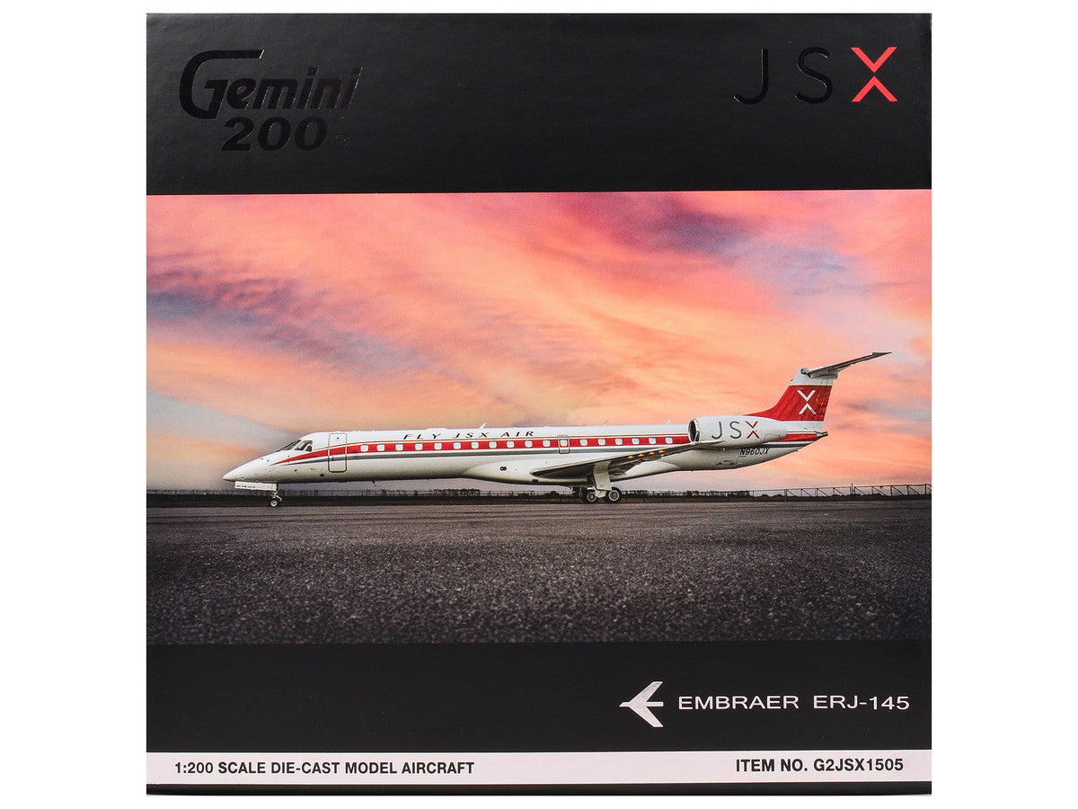 Embraer ERJ-145 Commercial Aircraft "JSX" (N960JX) White with Red Stripes "Gemini 200" Series 1/200 Diecast Model Airplane by GeminiJets GeminiJets