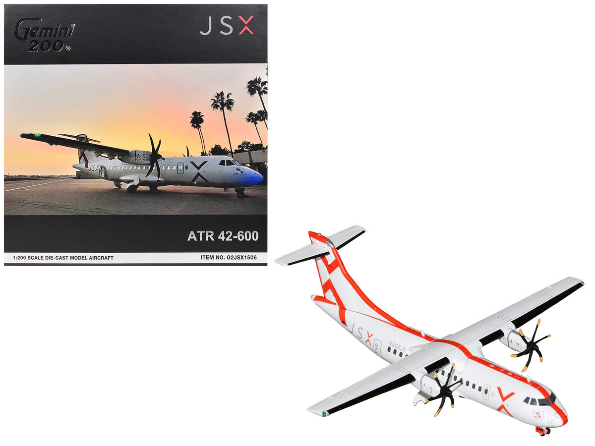 ATR 42-600 Commercial Aircraft "JSX" (N400JX) White with Red Stripes "Gemini 200" Series 1/200 Diecast Model Airplane by GeminiJets GeminiJets