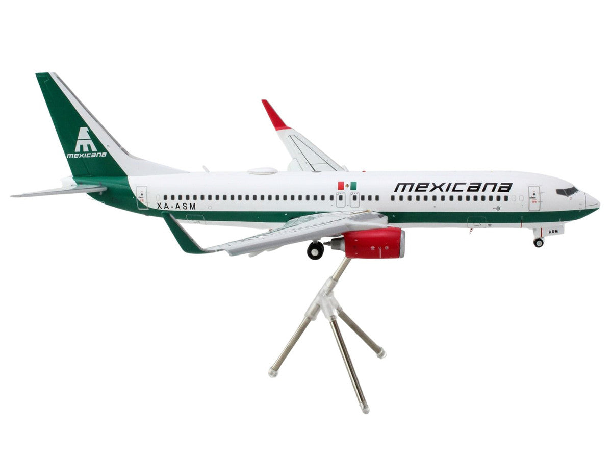 Boeing 737-800 Commercial Aircraft with Flaps Down "Mexicana" (XA-ASM) White with Green Stripes "Gemini 200" Series 1/200 Diecast Model Airplane by GeminiJets GeminiJets