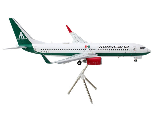 Boeing 737-800 Commercial Aircraft with Flaps Down "Mexicana" (XA-ASM) White with Green Stripes "Gemini 200" Series 1/200 Diecast Model Airplane by GeminiJets GeminiJets