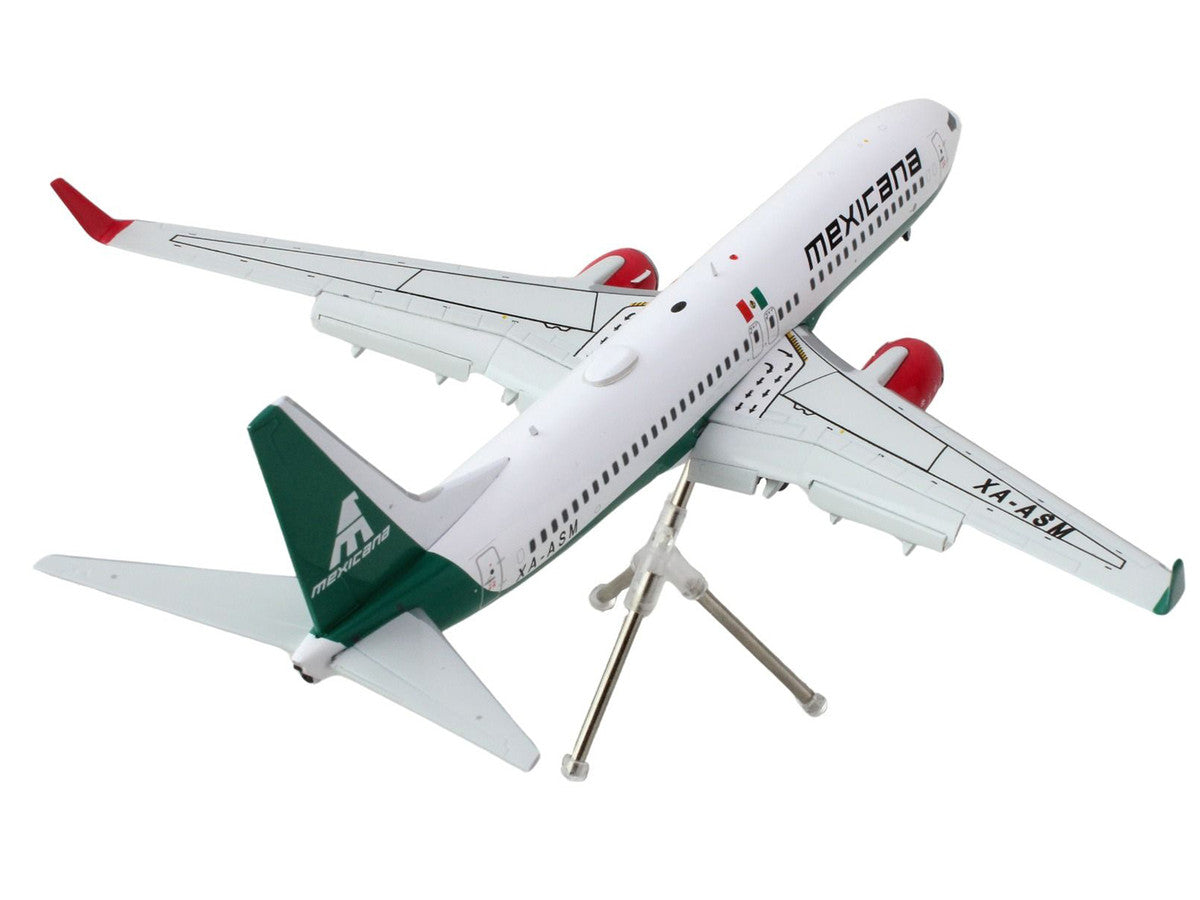 Boeing 737-800 Commercial Aircraft with Flaps Down "Mexicana" (XA-ASM) White with Green Stripes "Gemini 200" Series 1/200 Diecast Model Airplane by GeminiJets GeminiJets