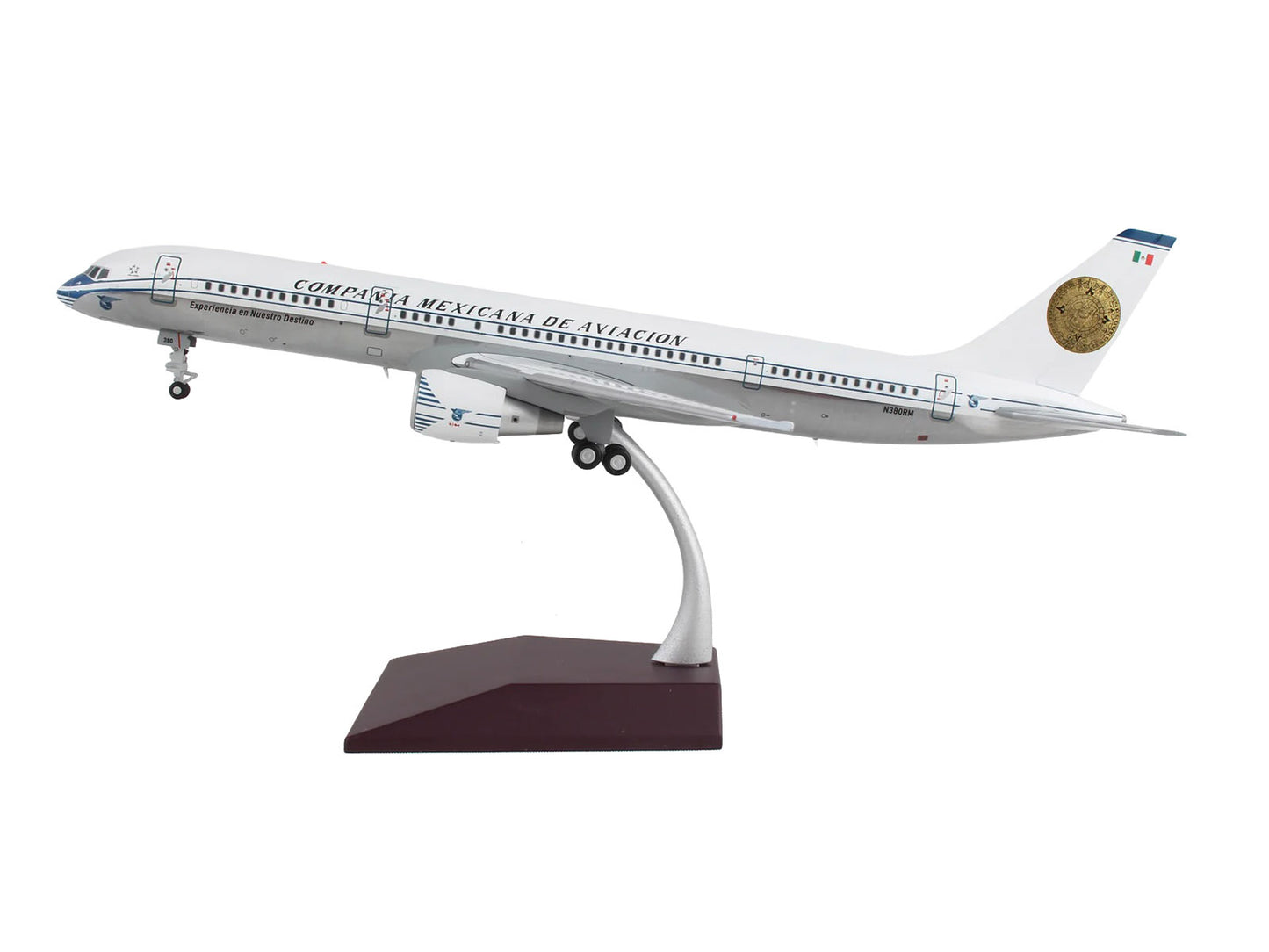 Boeing 757-200 Commercial Aircraft "Mexicana Retro Livery" (N380RM) White with Tail Graphics "Gemini 200" Series 1/200 Diecast Model Airplane by GeminiJets