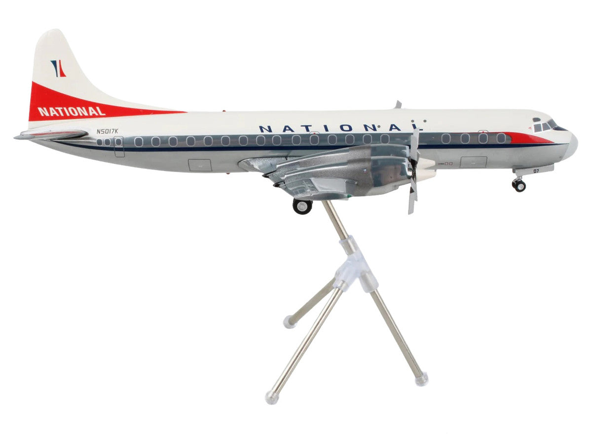 Lockheed L-188 Electra Commercial Aircraft "National Airlines" (N5017K) White and Gray "Gemini 200" Series 1/200 Diecast Model Airplane by GeminiJets-1