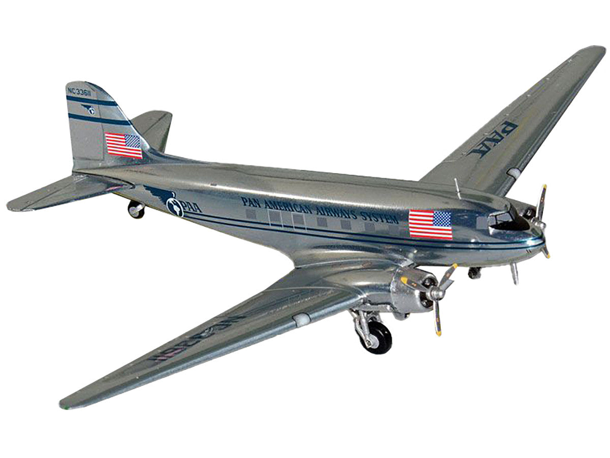 Douglas DC-3 Commercial Aircraft "Pan American Airways" (NC33611) Polished Metal Finish "Gemini 200" Series 1/200 Diecast Model Airplane by GeminiJets-1