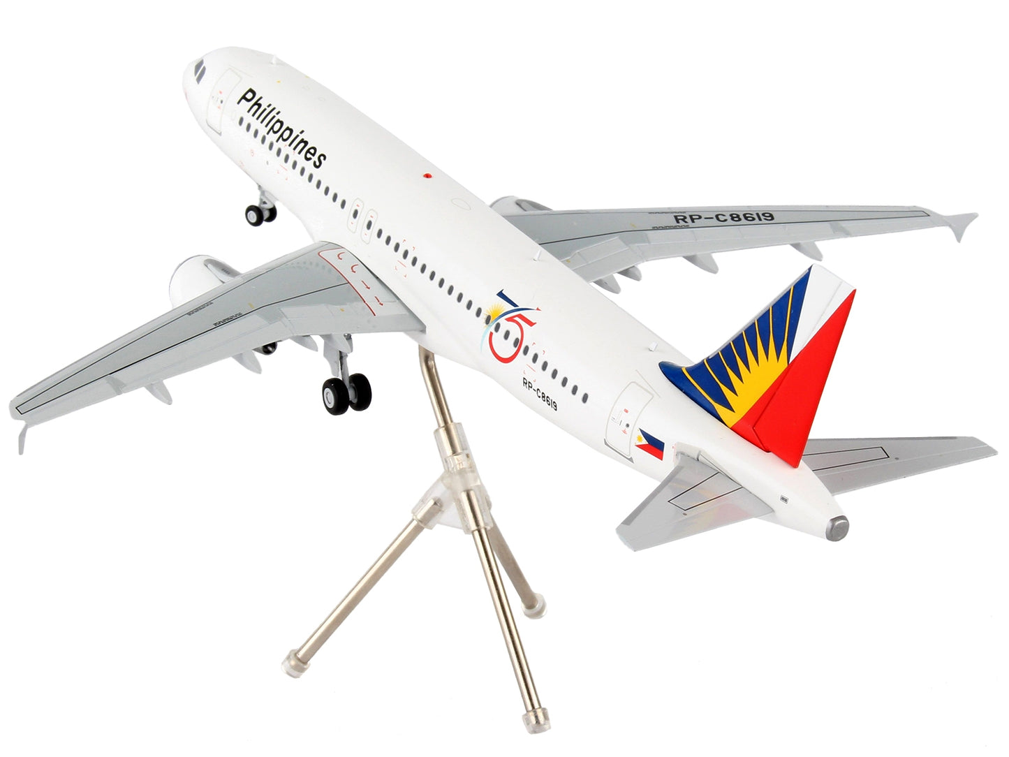 Airbus A320 Commercial Aircraft "Philippine Airlines - 75th Anniversary" White with Tail Graphics "Gemini 200" Series 1/200 Diecast Model Airplane by GeminiJets