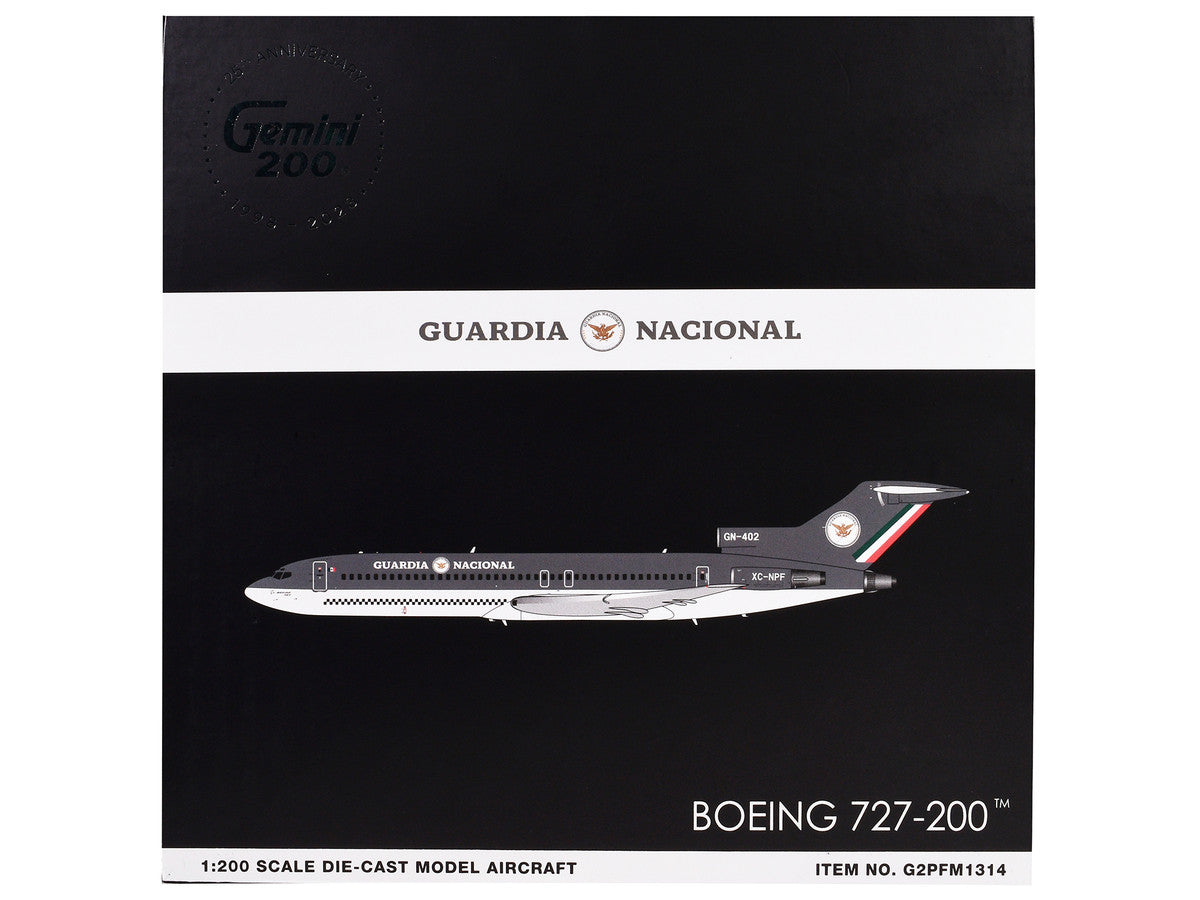 Boeing 727-200 Commercial Aircraft "Guardia Nacional (Mexican National Guard)" (XC-NPF) Gray and White "Gemini 200" Series 1/200 Diecast Model Airplane by GeminiJets GeminiJets
