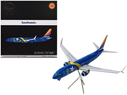 Boeing 737-800 Commercial Aircraft with Flaps Down "Southwest Airlines - Nevada One" (N8646B) Blue with Tail Stripes "Gemini 200" Series 1/200 Diecast Model Airplane by GeminiJets GeminiJets