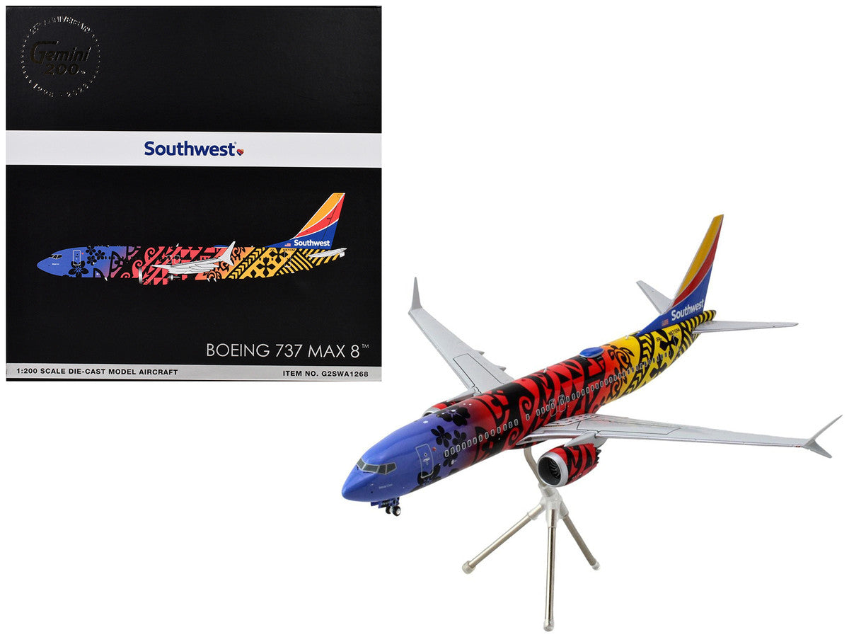 Boeing 737 MAX 8 Commercial Aircraft "Southwest Airlines - Imua One" (N8710M) Hawaiian Graphics "Gemini 200" Series 1/200 Diecast Model Airplane by GeminiJets-0